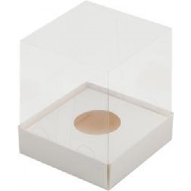 Короб картонный под  1 капкейк белый c прозрачным куполом